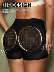 1pc Women Shapewear Butt Lifting Tummy Control Pants - Black - View 3