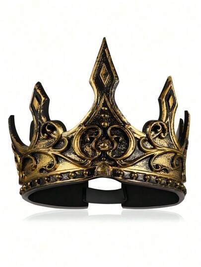 1pc Royal King Crown, Adjustable Royal Prince Headwear, Medieval King Costume Accessory, 3D Stereoscopic Stage Performance Prop, Suitable For Cosplay, Christmas, Birthday, Middle Eastern Ramadan Decoration, Moon Crown, Headband, Costume Crown, Hair Accessory, Wedding, Coronas, Tiara, Bride Accessories, Headpiece