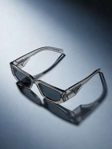 Prada Men's Large Square Frame, Black Acetate Frame, Luxurious Designer Style, Perfect For Summer Beach And Street Fashion. - Black - View 1