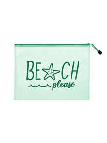 防水時尚海灘包，印有「Beach Please」海星圖案。大容量透明化妝包配尼龍拉鍊 - 輕量，適合春夏收納，完美適用於游泳、海灘、潛水和夏季度假、返校，輕量防曬收納包，適合朋友、家人、閨蜜、同學。生日、節日、派對、婚禮（伴娘）、教師節的完美禮物與紀念品，郵輪必備，夏季度假禮物 - 彩色 - 查看 13