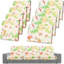 Spiareal - 8 fundas de cojín impermeables para sofá y patio funda de cojín para exteriores incluye 4 respaldos y 4 cojines fundas de asiento de sofá protector de muebles flor - Flor - Ver 8