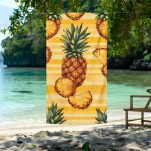 1 pezzo Asciugamano da spiaggia con stampa di ananas, morbido e confortevole, leggero, adatto per viaggi, nuoto, immersioni, surf, yoga, campeggio, accessori da spiaggia - SSTJ11046 - Visualizzare 7