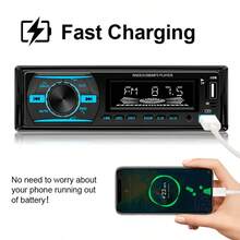 1DIN车载收音机立体声蓝牙MP3播放器FM收音机，7种颜色可选，带遥控器、AUX/USB/TF卡槽和车载安装套件 - 12V - 查看 8