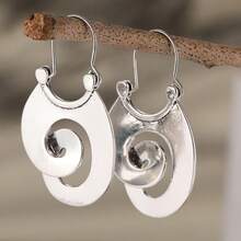 1 Pair Classic Minimalist Spiral Hoop Earrings - Women's Minimalist Jewelry - Creative Gift For Daily And Party Occasions - Accessory For All Scenes - Silver - View 6