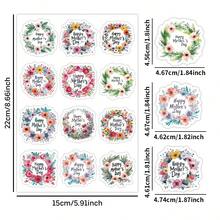 50pcs/4sheets Happy Mother's Day Stickers, Floral Design Mother's Day Stickers, Self-Adhesive Holiday Decals For Gift Wrapping, Scrapbooking, Journals, Laptops, Water Bottles & More - Multicolor - View 2