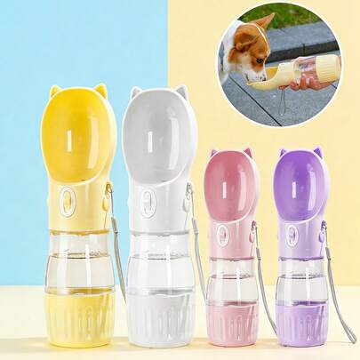 Botella de agua portátil para mascotas 2 en 1, dispensador de agua con diseño lindo y a prueba de fugas para perros pequeños y medianos, tazón de comida para gatos y perros para paseos al aire libre