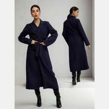 Elegant Double-Pocket Coat HF-SBT-005 - Navy Blue - View 4