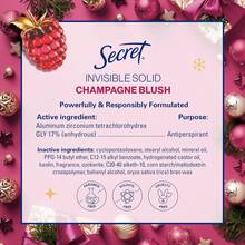 Secret Fresh Antiperspirant Deodorant For Women, 72hr Breathable Odor Protection With Pro-Hyaluronic Acid, Holiday Invisible Solid, Champagne Blush With Berries, Sugared Rim & Rose Petals Scent, 2.6oz - 香檳桃紅葡萄酒佐莓果 - 查看 9