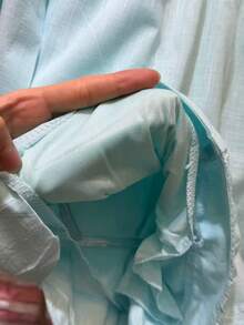 Linen Shirt And Shorts Set (2 Pieces), Lined With Elastic. - Mint Blue - View 5