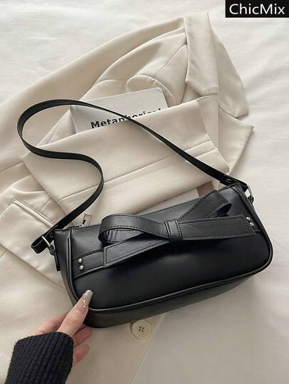 Fashionable New Large Bow Decoration Elegant Handbag, Leather Soft And Smooth Rivet Practical Women's Single Shoulder Armpit Bag, Suitable For Shopping, Wallets, Shopping, Young Women, College Students, Newcomers, White-Collar Workers. They Are Very Suitable For Offices, Universities, Work, Business, Commuting, Outdoor Activities, Travel, And Outings