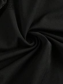 Aflion Women's Summer Fall Black Cowl Neck Spaghetti Strap Ruffle Trim High Low Split Fitted Midi Dress - Black - View 4