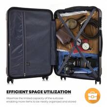 YONSLY 4-Piece Wheeled Suitcase Set With 360° Wheels, Combination Lock, Robust Double Zipper, Mesh Pocket, Soft Rubber Handle, 16/20/24/28 Inch Trolley Suitcase, Hard Shell Carry-On Luggage Set (4-Piece Set, S, M, L & XL) - 棕色 - 查看 6