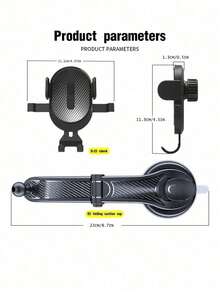 1个吸盘式车载手机支架，吸盘式车载手机支架，适用于仪表盘和挡风玻璃的手机/平板电脑支架，安装简便，带可调节臂，一键释放 - 黑色- ES-23支架 - 查看 4