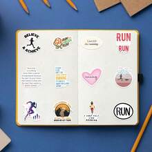 60张跑步主题乙烯基贴纸，美观实用，适用于剪贴簿、日记本、保险杠、滑板、水瓶、头盔、水杯、汽车贴纸等。 - 隨機 - 查看 7