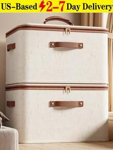 1pc Dustproof Storage Box With Lid Large Capacity Foldable Clothes Storage Box Double Thickness Moisture-Proof Storage Box, Under-Bed Storage Collapsible Closet Organizer Container, Fabric Organizer Box With Handles, Decorative Storage Boxes With - Multicolor - View 1