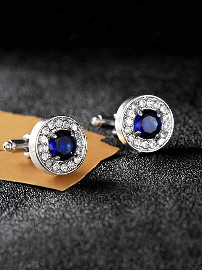 2pcs Minimalist Diamond Cufflinks, Versatile Accessory For Men's Dress Shirts