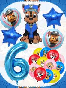 Bộ trang trí bóng bay chủ đề Paw Patrol - Bóng bay số lớn màu xanh dương 32 inch, bóng bay cao su cao cấp 12 inch in hình các nhân vật Chase, Mar Shall, Rubble, Skye, hoàn hảo cho tiệc sinh nhật, lễ hội, lễ tốt nghiệp, kỷ niệm và tất cả các loại tụ họp lễ hội, đồ dùng tiệc cho mọi lứa tuổi, đạo cụ phông nền chụp ảnh, dễ dàng bơm hơi và lắp ráp cho các sự kiện trong nhà và ngoài trời. - Chase Balloon - Xem 16
