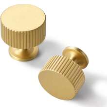 Brushed Gold Kitchen Cabinet Knobs - Solid Brass Dresser Drawer Knobs, Brass Pulls, Suitable For Bathroom Bedroom Wardrobe, Furniture Hardware - Gold - View 14