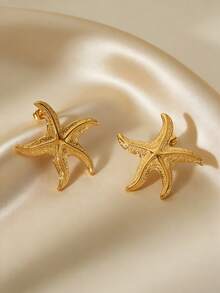 2026 Année du Cheval ! Bijoux dorés porte-bonheur ! Ensemble de boucles d'oreilles élégantes avec des designs auto-illuminants : boucles d'oreilles en métal soleil/étoile de mer/feuille/cercle, boucles d'oreilles dorées haut de gamme, polyvalentes pour n'importe quelle tenue, conviennent pour la plage/les séances photo décontractées - Doré - Voir 4