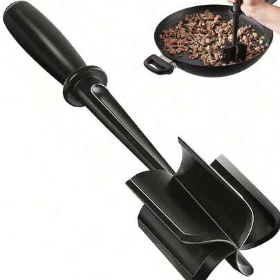 1pc Black Meat Chopper, Heat-Resistant Nylon Handheld Meat Grinder Mixer, Beef Blender, Non-Stick Coating Mincing Mixer, Home Potato Mixing Tool