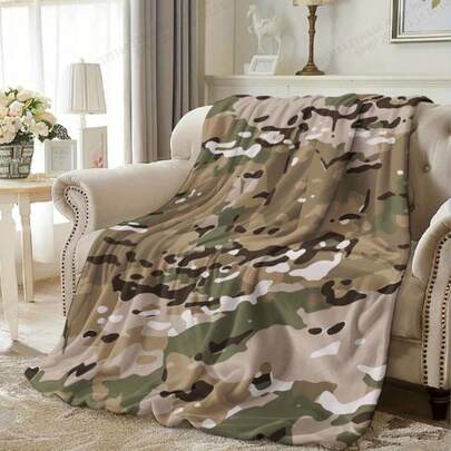 1pc Camouflage Print Blanket, Soft Warm Fleece Throw Blanket For Nap, Sofa, Office, Bed, Camping, Travel, Versatile Gift For All Seasons