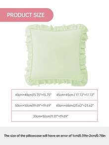 1pc Honeymoon Series Ruffled Quilted Throw Pillow Cover - Made Of Polyester Velvet Fabric, Romantic French Style Ruffled Pillow Cover (Pillow Insert Not Included), Envelope Closure, Wrinkle Resistant, Machine Washable, Oeko-Tex Certified, Light Green - Light Green - View 3