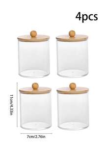 Dental Floss And Swab Organizers With Lids - 4 Packs, 10oz Clear Bathroom Organizers, Suitable For Swabs, Bath Salts, Etc., Can Also Be Used As Vanity Organizers. - Multicolor - View 11