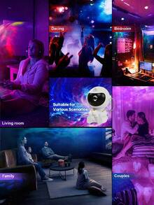 1个宇航员星空投影灯，宇航员氛围夜灯，塑料太空人激光星云灯，带背包按钮显示，遥控 - 彩色 - 查看 5