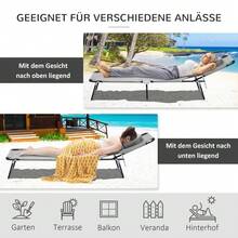 Sun Lounger With Face Opening And Cushion, Foldable, Water-Repellent Cover, Metal Frame, Dark Grey. - Dark Gray - View 6