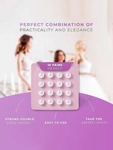 1套珍珠面纱配重 - 16对磁性新娘面纱配重 - 户外婚礼固定长度面纱 - 奢华新娘婚礼配饰 - 查看 3