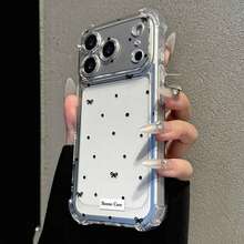 Ốp điện thoại chống rơi họa tiết chấm bi đen tối giản và nơ thắt cổ, phụ kiện cần thiết cho mùa hè, phù hợp sử dụng hàng ngày, tương thích với iPhone 16/16 Pro/16 Plus/16 Pro Max/17/17 Pro/17 Pro Max/15/15 Pro/15 Pro Max/15 Plus/14/14 Pro/14 Pro Max/13/13 Pro/13 Pro Max/12/12 Pro/12 Pro Max - Trong sáng - Xem 2