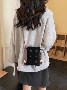 Mobile Phone Bag, Retro Tassel Embellishment Of National Customs, Exquisite Leather Rope With Simple Version, One Shoulder Crossbody Dual-Purpose Design, Light And Compact For Daily Travel, Exquisite Technology Highlights The Texture, All Kinds Of Wear, Showing Unique Personality And Fashion Taste. - Multicolor - View 4