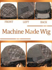 Water Wave Human Hair Wig With Bangs Machine Made Wigs Virgin Brazilian Hair Curly Wig Wear And Go Glueless Wig For Women 180% Density - Natural Black - View 8