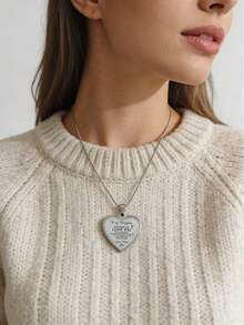 Suteyi 1件装“致我的女儿”刻字心形吊坠项链，来自祖母/母亲/女儿，送给女性/女孩的励志礼物，生日/婚礼/情人节 - 銀色 - 查看 6