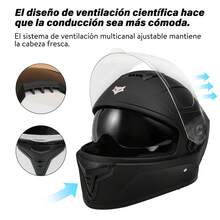 Casco Motocicleta Integral Con Visera Doble Certificado Dot - Acabado negro mate - Ver 6