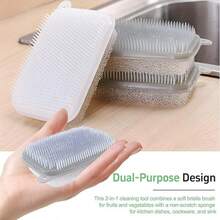Cepillo de limpieza de esponja 2 en 1, cepillo colgante de plástico para limpiar frutas y verduras, estropajo de esponja para limpieza profunda - Multicolor - Ver 12