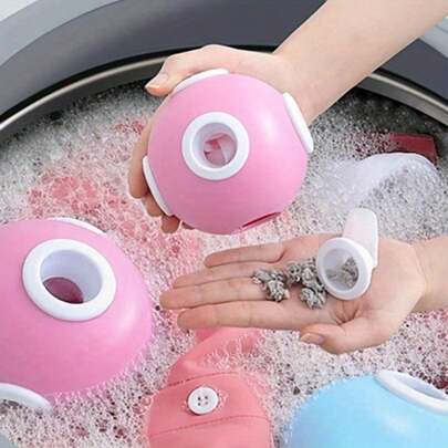 1pc Reusable Laundry Ball - Pet Hair Collector For Washing Machine And Dryer, No Twisting And Easy To Remove, Available In Pink Or Blue, Suitable For Cats And Dogs, Prevents Drain Clogging, Keeps Pet Hair Out Of Laundry
