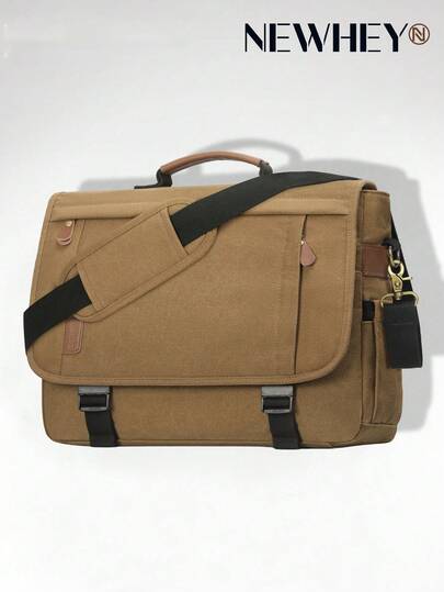 NEWHEY Messenger Bag For Men 17-17.3 Inch Laptop Bag Water-Resistant Canvas Computer Shoulder Bag Office Work Briefcase Large Casual Satchel Bags For Men Bookbag For College