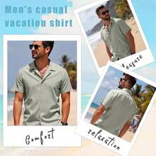 Linen Blend Shirts For Men Casual Short Sleeve Button Down Shirt Cool Summer Beach Wedding Vacation Tops - trắng - Xem 9