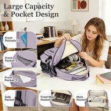 经典基础款旅行背包，带笔记本电脑隔层，大容量防水休闲背包，适用于 14-15.6 英寸笔记本电脑，男女通用大学生背包 - 彩色 - 查看 4