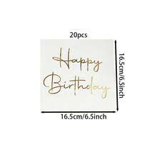 20/40/60 chiếc, Khăn giấy ăn cao cấp tối giản, nền trắng, in chữ "Chúc mừng sinh nhật" bằng nhũ vàng, 2 lớp, khăn giấy sinh nhật màu trắng và vàng, khăn ăn cocktail có dập nổi vàng, thích hợp dùng làm khăn ăn trưa trên bàn tiệc sinh nhật, kích thước 13*13 inch. - Nhiều màu - Xem 7