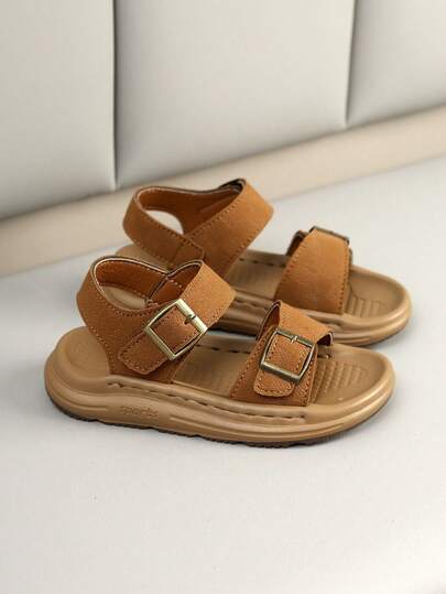 1双儿童时尚凉鞋，魔术贴橡胶防滑鞋底，户外沙滩鞋，适合3-12岁儿童