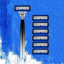 High-End Vintage Manual Shaving Razor Set | 6-Layer Blades, Interchangeable Heads, Ergonomic Handle, Refillable Design For Smooth, Precise Shaving Experience - Perfect Father's Day And Birthday Gift - Safety Razor - View 15