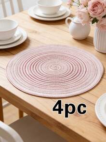 1/4/6pcs Bohemian Woven Round Placemats, Solid Color Woven Lace Tablemats, Non-Slip Pads, Home Kitchen Decor, Bowl Coasters, Suitable For Holiday Party, Birthday, Wedding, Home Decor (Multiple Colors Available) - Multicolor - View 23