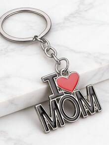 Fashionable Heart-Shaped Letter "I Love Dad/Mom" Keychain, Romantic & Cute, Zinc Alloy Minimalist Versatile Keyring, Charm Accessory, Ideal Gift For Father's Day, Mother's Day, Commemorative Gifts For Mother, Father, Graduation, And Teacher - Multicolor - View 2
