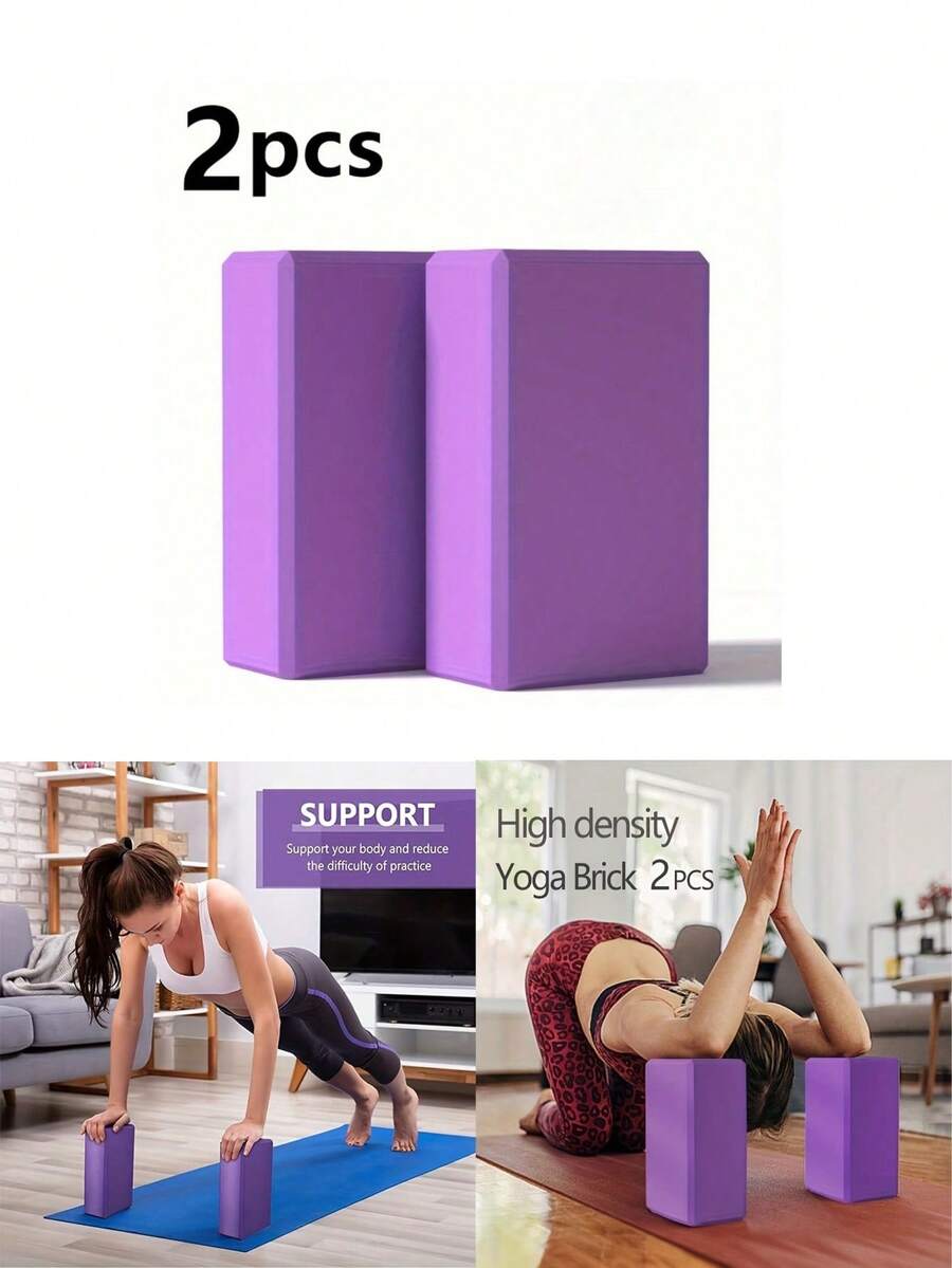 2 Soft Non-Slip Foam Yoga Blocks, Leg Stretching, Moderate Softness And Hardness, Frosted Non-Slip, Suitable For Pilates And Yoga. - Multicolor - View 1