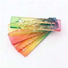 1 set de règle en acrylique, règle de poche de couleur bonbon, mini règle avec motif vague pour agenda, transparente - Règle aux couleurs de bonbon - Voir 3