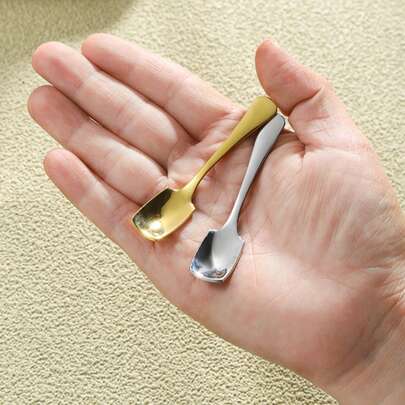 Bộ thìa nhỏ bằng thép không gỉ 304, dài 7cm, dùng cho trà/cà phê/muối (4/6 chiếc), thích hợp sử dụng tại nhà hàng/khách sạn, màu vàng đồng.
