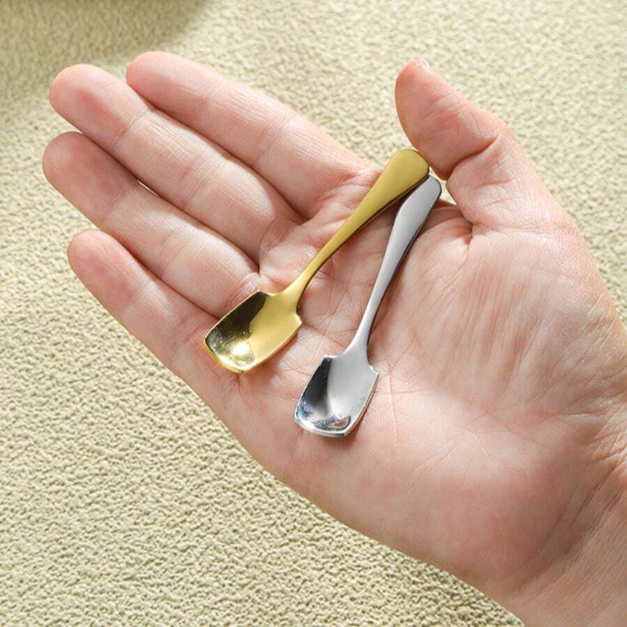 Sendok Mini Stainless Steel 304 7cm, Set Sendok Teh/Kopi/Garam Isi 4/6, Untuk Penggunaan di Rumah/Restoran/Hotel, Warna Emas - MultiWarna - View 1