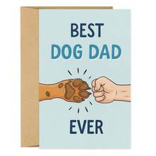 1PC Cute "Best Dog Dad Ever" Father's Day Card (With Envelope) - Fist Bump With Paw Illustration, Greeting Card For Dog Dads - Multicolor - View 10